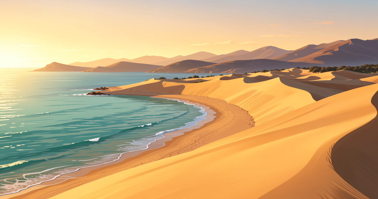Plage de Piscinas en Sardaigne avec ses hautes dunes de sable et eau turquoise