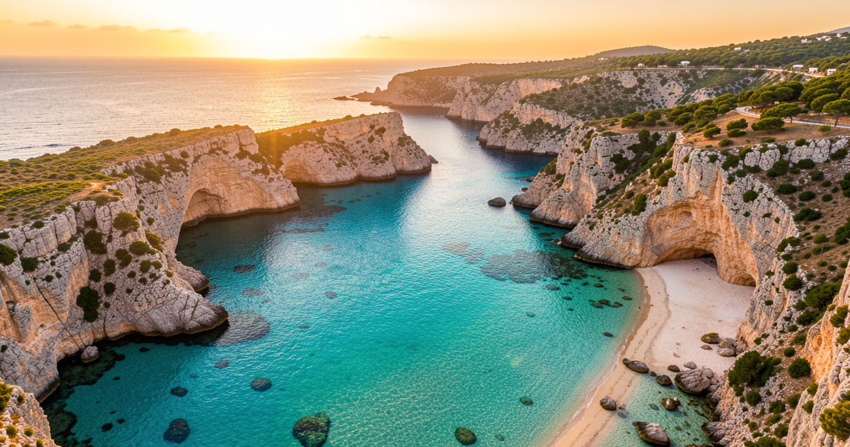 Crique Caló des Moro à Majorque aux eaux turquoise et falaises rocheuses