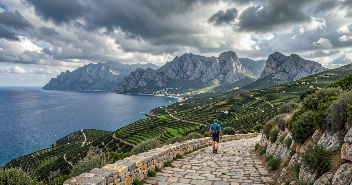 Randonnée dans la Serra de Tramuntana à Majorque avec vue sur la mer