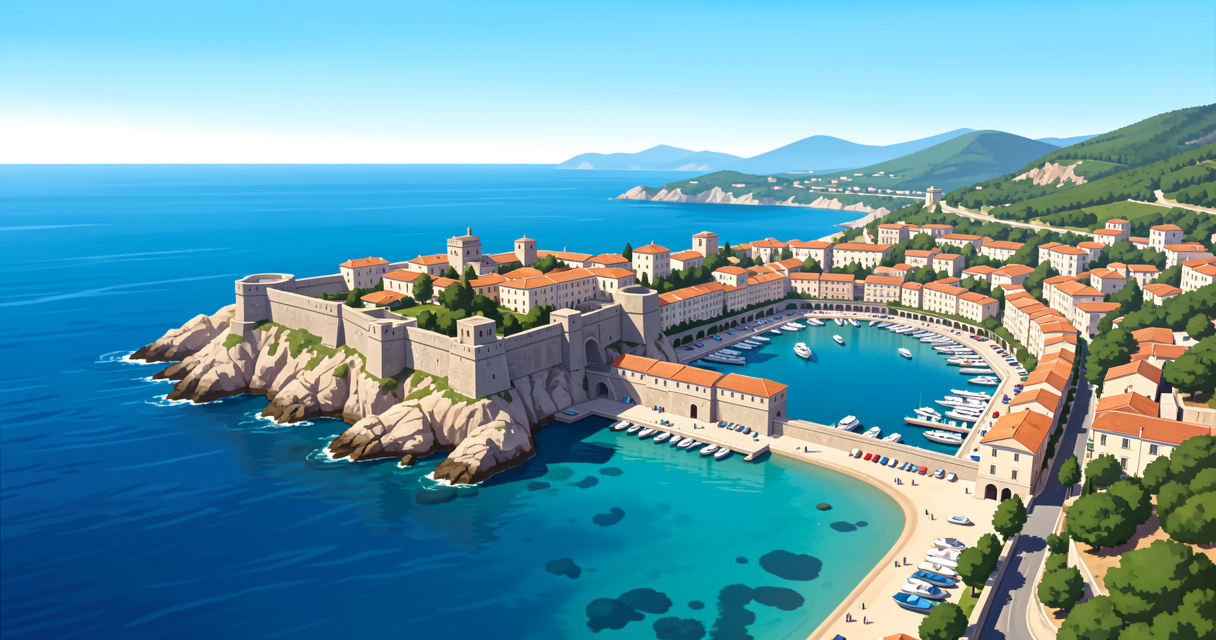 Vue aérienne de la citadelle de Calvi et de la baie turquoise en Corse