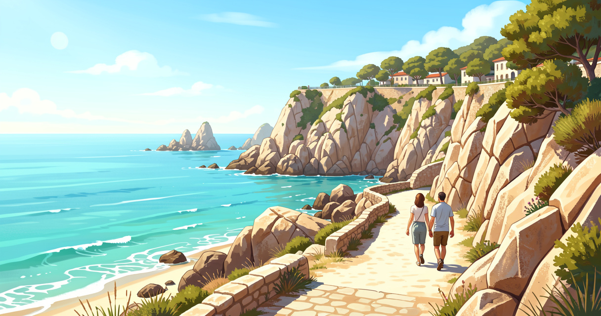 Randonnée sur le sentier de Tirepoil au Cap d'Antibes, vue sur la mer Méditerranée et les criques