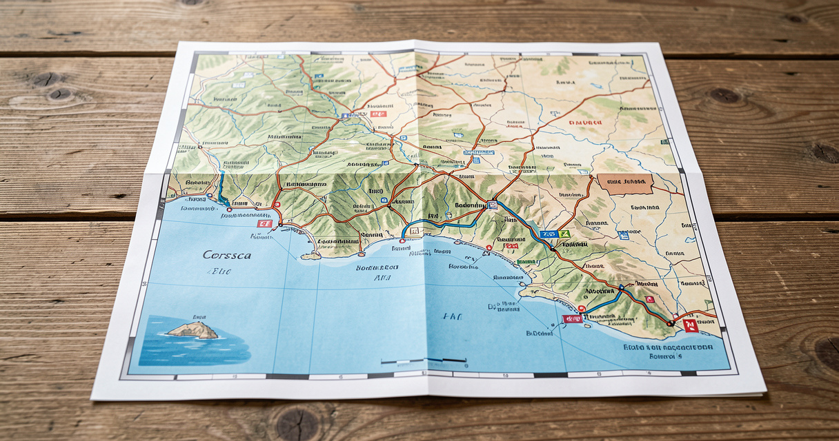Carte détaillée de la Corse avec itinéraires et plages pour préparer son voyage
