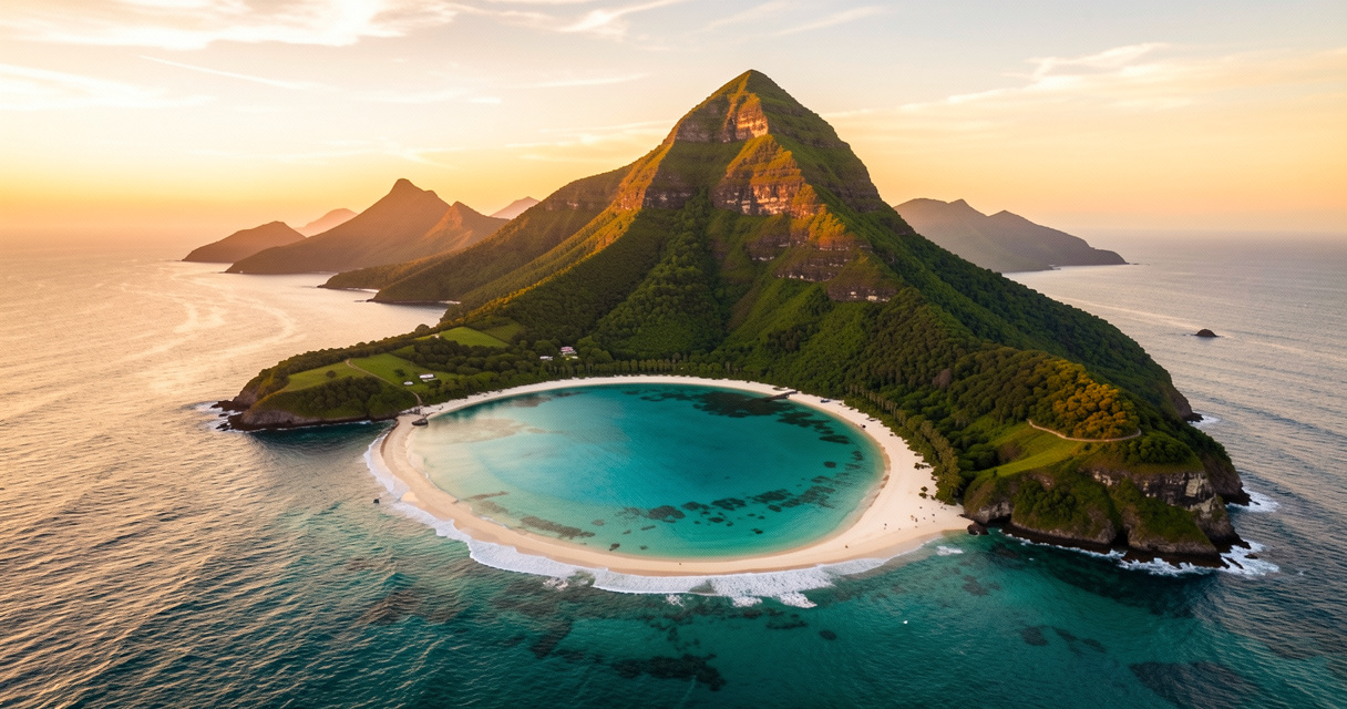 Vue panoramique du Morne Brabant sur le lagon turquoise de l'île Maurice