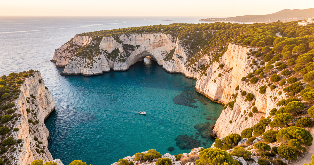 Vue aérienne de la calanque d'En Vau, plus belle calanque de Marseille à voir.