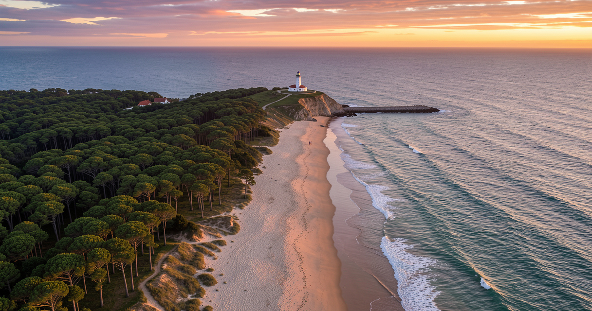 Que visiter sur l'île d'Oléron : vue aérienne du phare de Chassiron et des plages