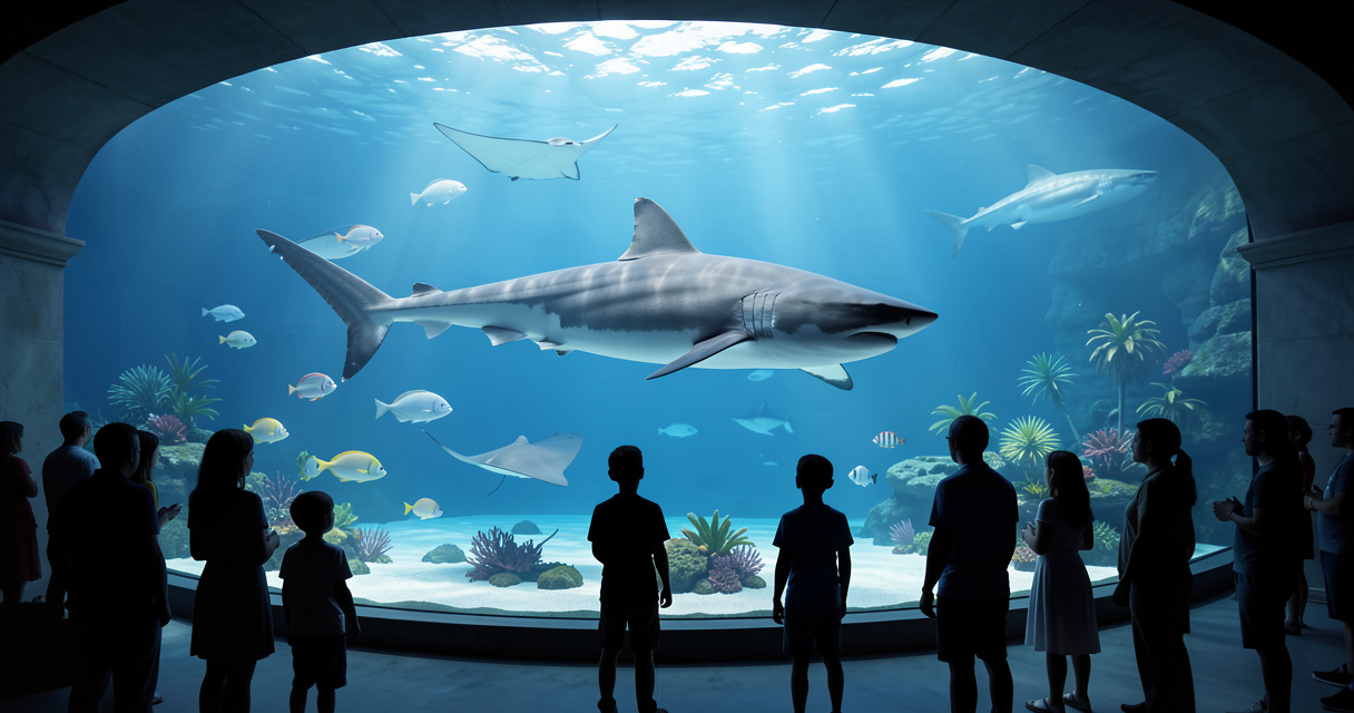 Océarium du Croisic, bassin des requins et salle immersive en visite familiale